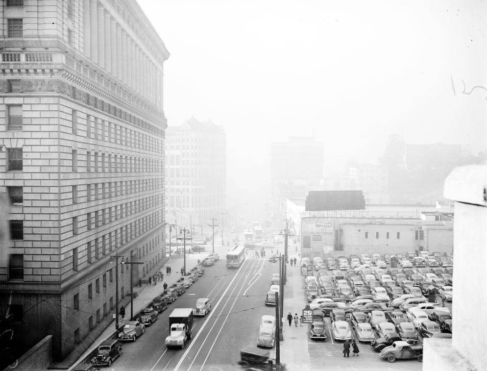 View from Fort Moore Hill (South toward Broadway), 1949