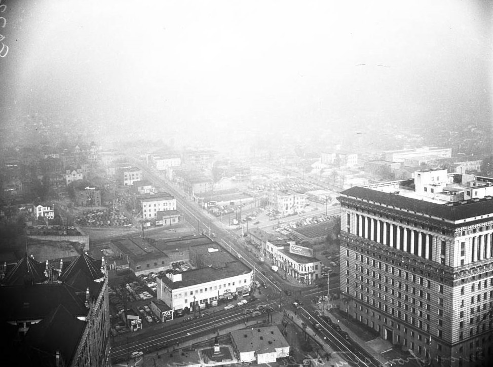 View from Fort Moore Hill (South toward Broadway), 1949