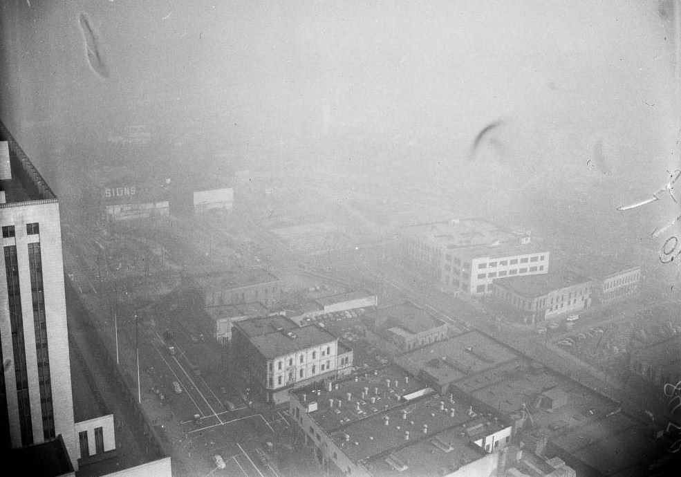 Looking west from City Hall, 1949