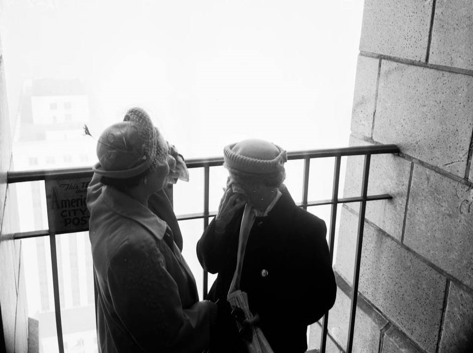 Smog from roof of Occidental Building, looking southeast, 1949