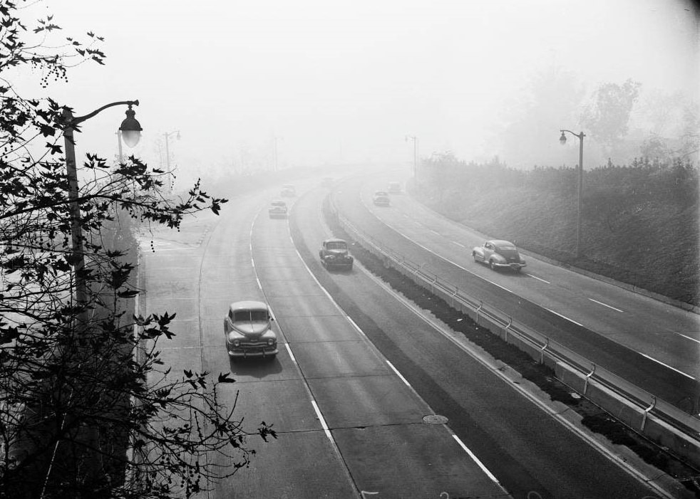 Smoggy Road in L.A., 1949