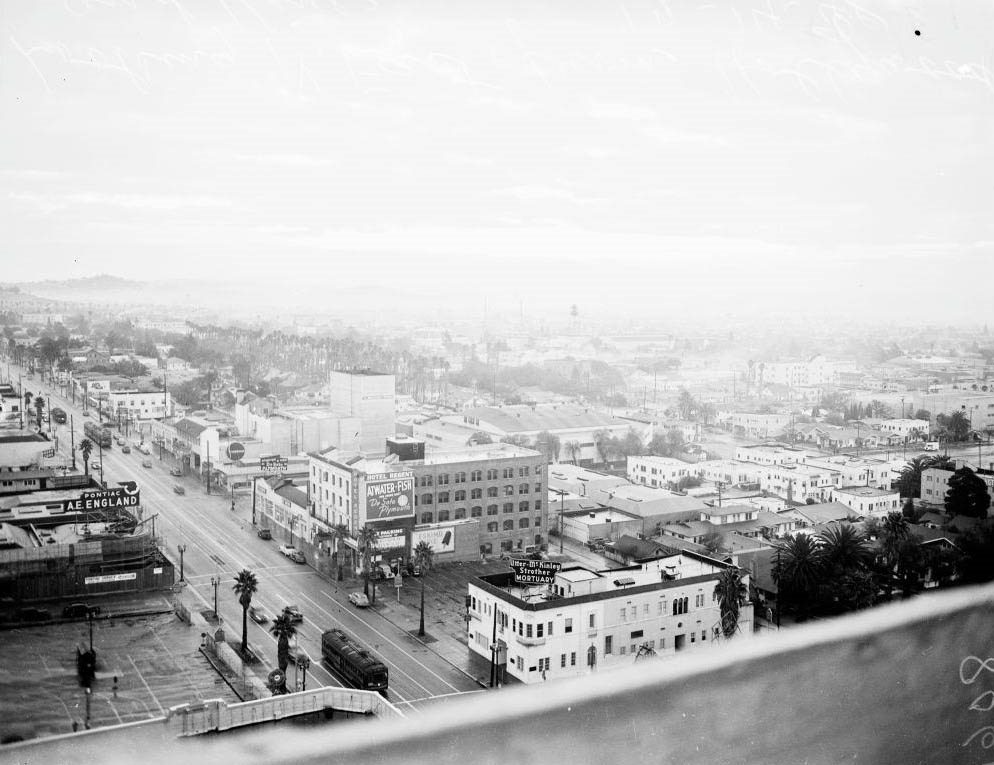 Views looking east from Hollywood Boulevard and Vine Street, 1948