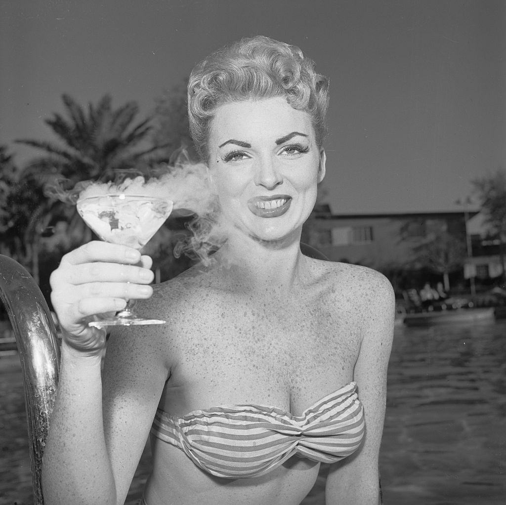 Joan Sanders Holding a Cocktail in Los Angeles, 1950