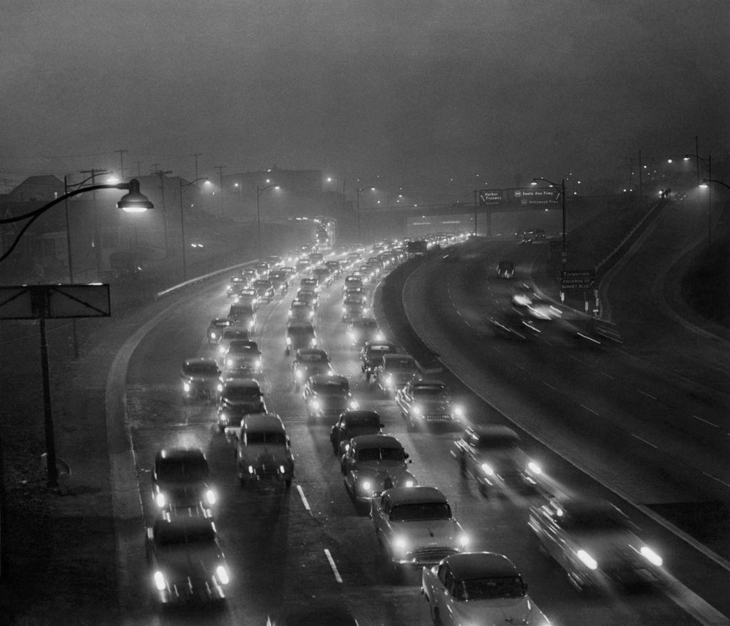 Afternoon Traffic in Thick Smog & Fog, 1950s