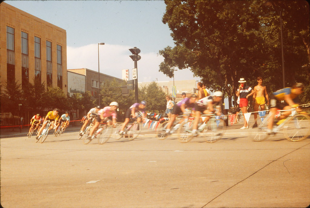 Bike racing around the square, Madison Summer 1985