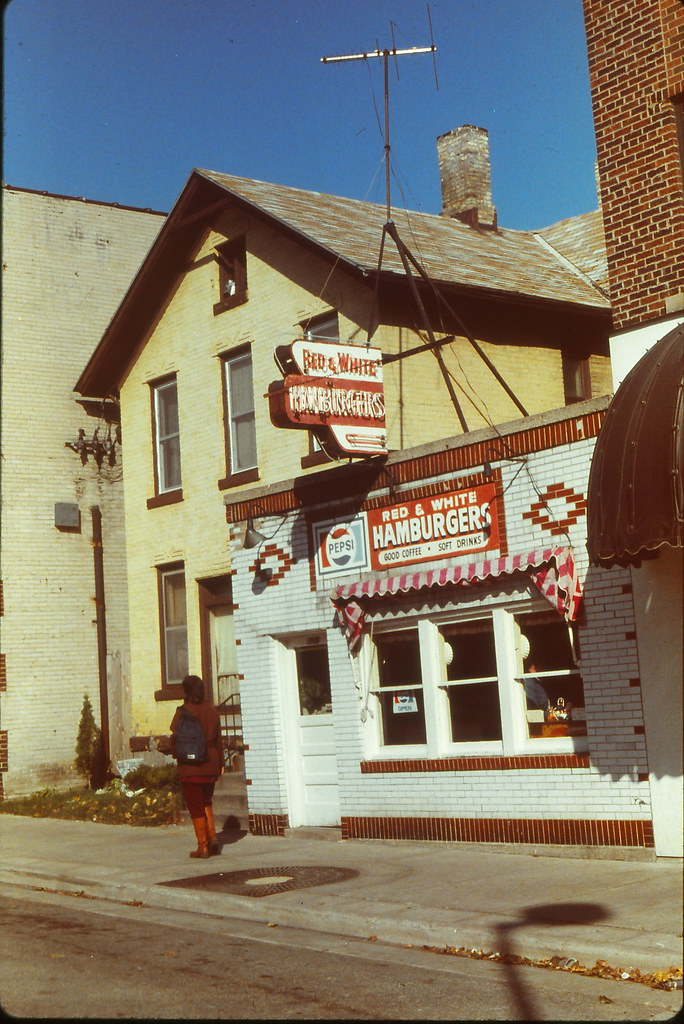 Red & White Hamburgers, N Henry Street, north of State Street, Madison, WI Fall 1984