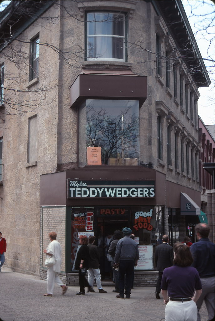 Myles Teddywedgers--Cornish Pasty Pies--State Street, Madison, April 1996