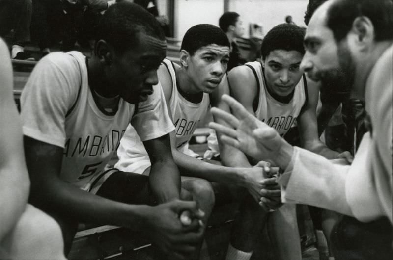Coaching addressing basketball team