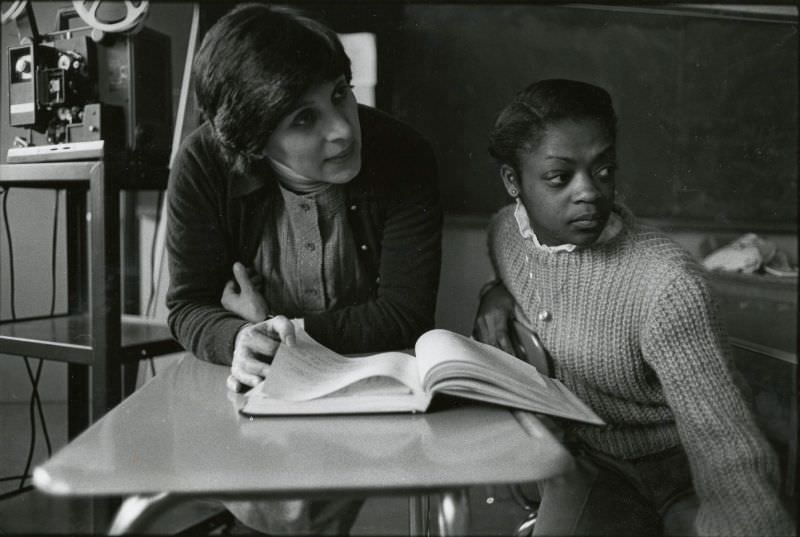 Teacher and student in classroom