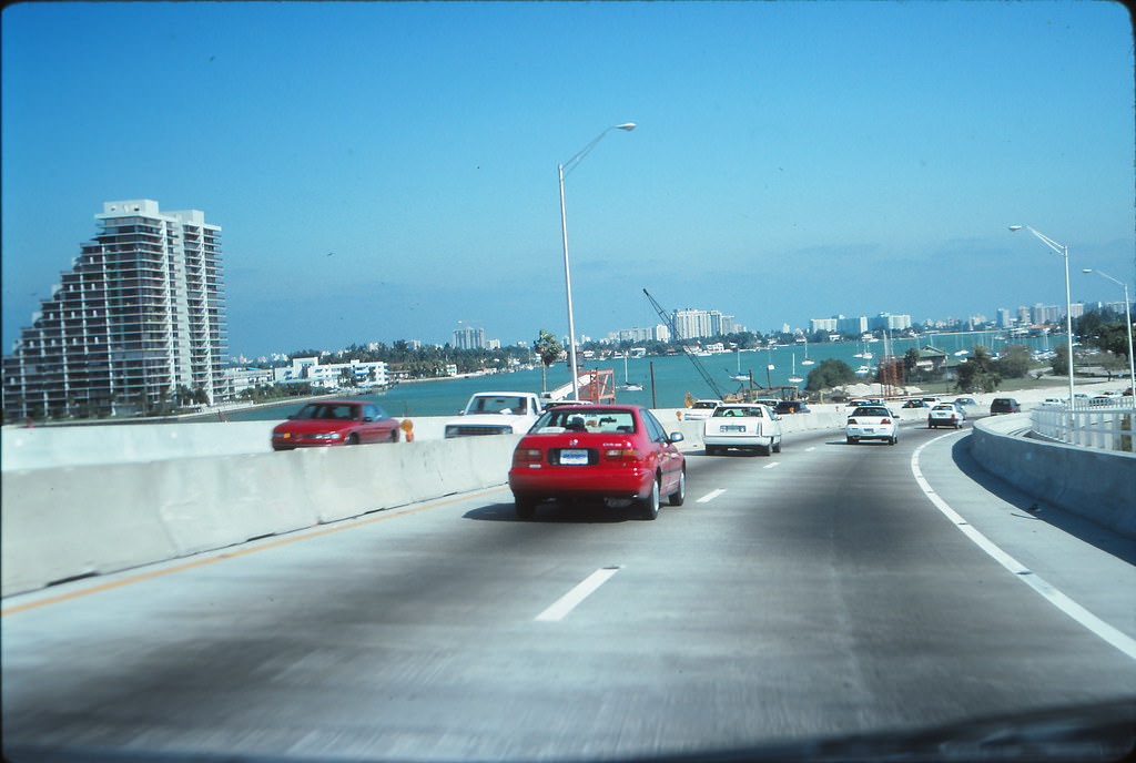 MacArthur Causeway, looking toward Miami Beach, 1990s