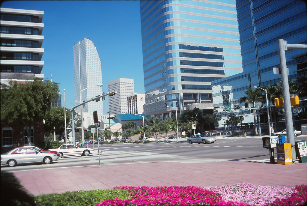Looking north from Brickell Avenue (at Tamiami Trail), Miami, 1990s