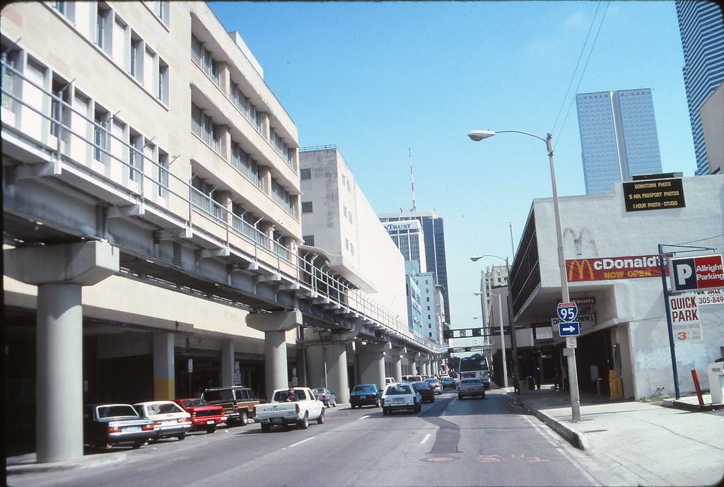 Southeast 1st Street, looking east, Downtown Miami, 1990s