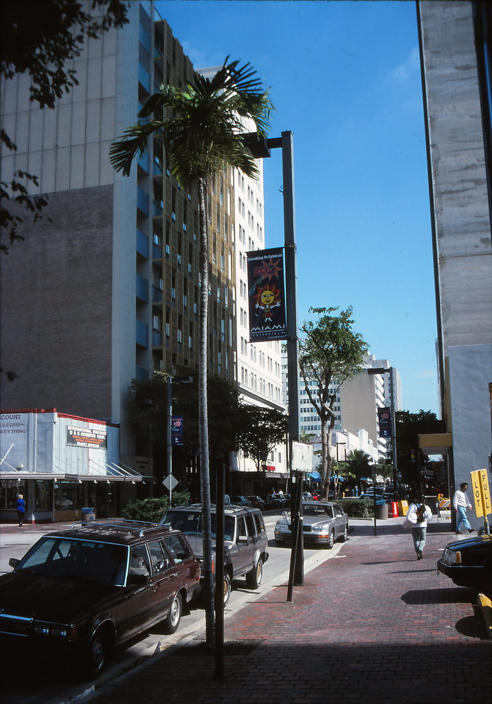 Flagler Street looking east, downtown Miami, 1990s