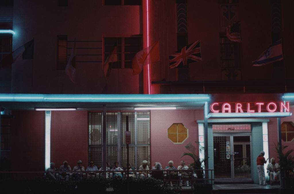 Facade of the Carlton Hotel in Miami, 1992.