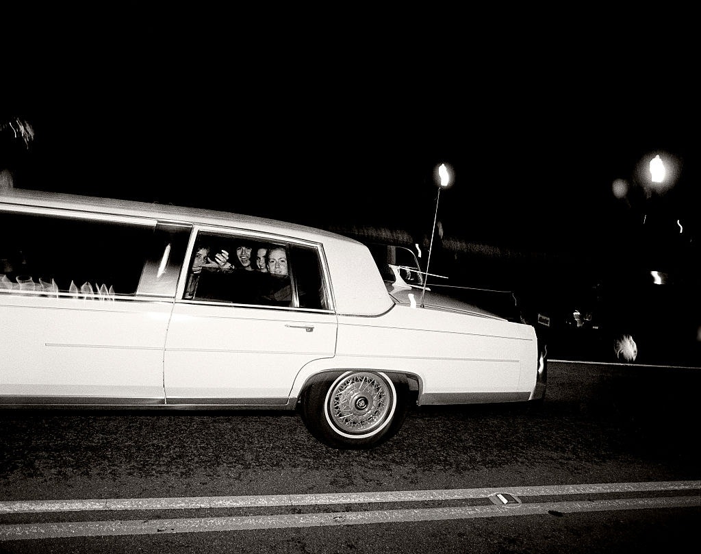 Stretched limo party on Ocean Drive, Miami Beach, Florida.