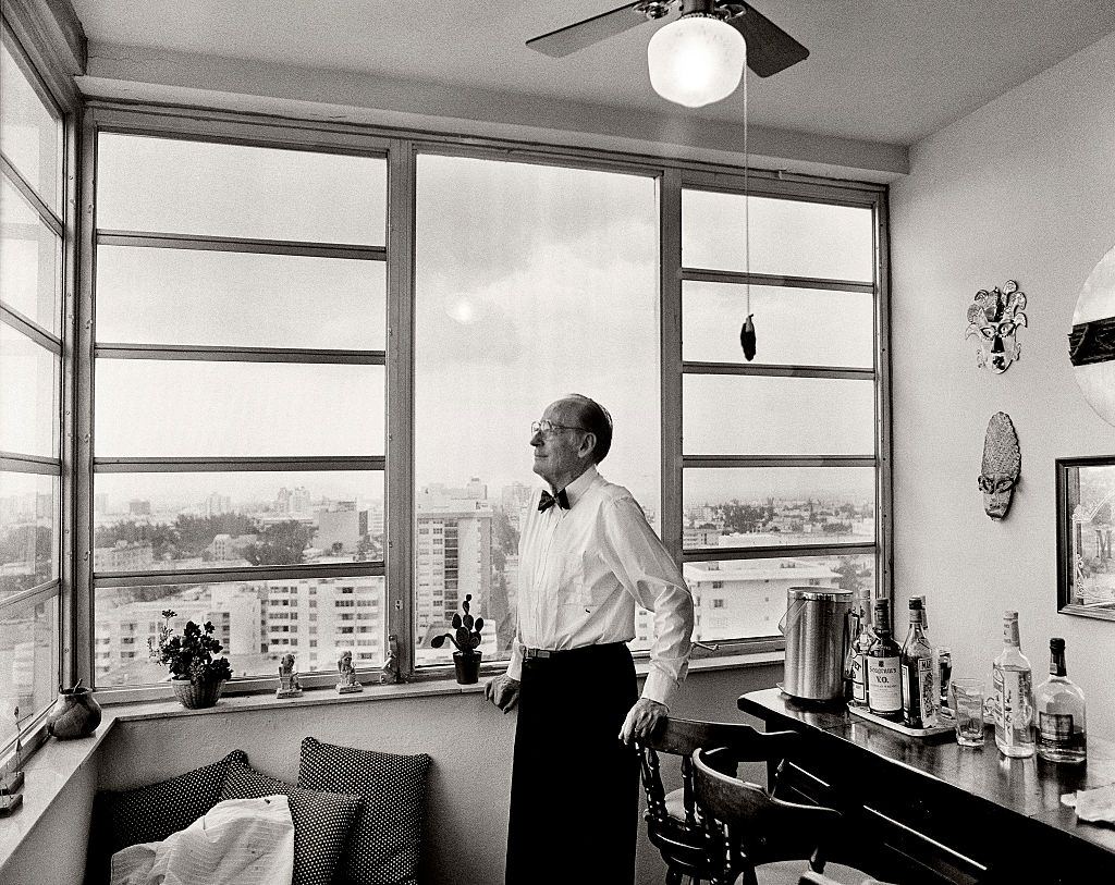 Judge Seymour Gelber, Mayor of Miami Beach in his art deco condominium overlooking Miami Beach.