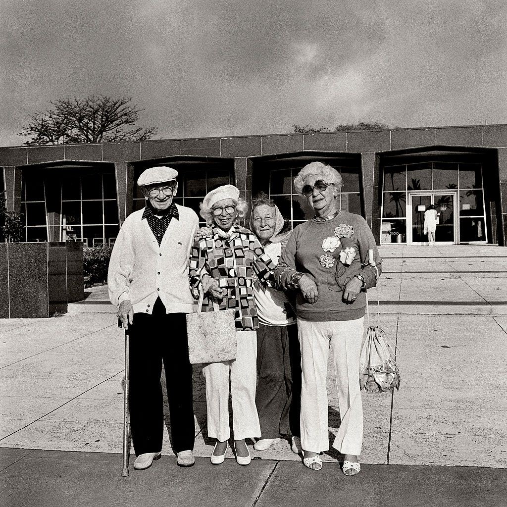 Retirees, outside the library. Miami Beach, Florida.