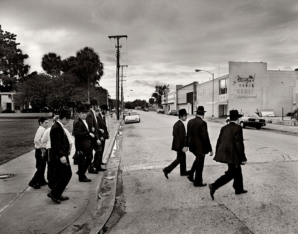 Radical orthadox jews patroling the streets to ensure shops were closed on the Sabeth. Miami Beach, Florida.