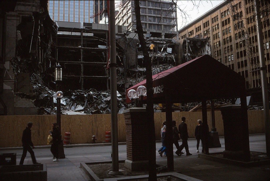 Demolition of The Conservatory, 800 Nicollet Mall, Minneapolis, 1990s.