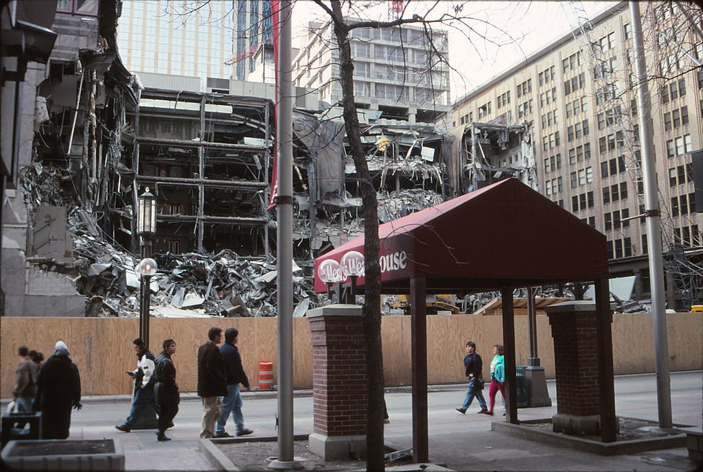 Demolition of The Conservatory, Nicollet Mall, Minneapolis, 1990s.