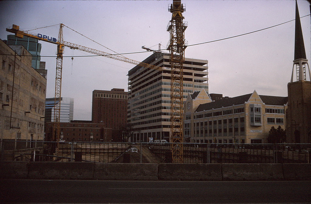 New K-8 school under construction, Downtown, Minneapolis, 1998