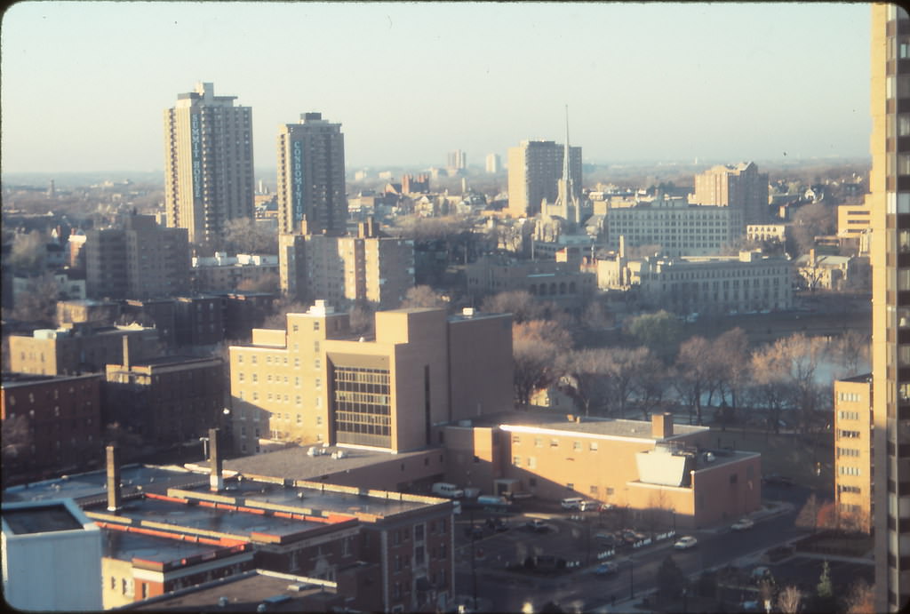 Looking towards Loring Heights & Loring Park from Hyatt Regency Hotel, Minneapolis, Nov 1990