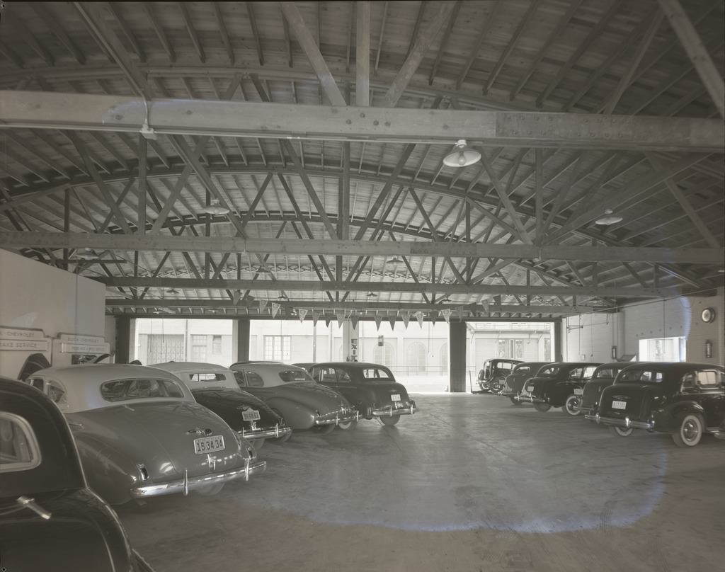 Parking Garage Interior with Cars, Phoenix, 1940