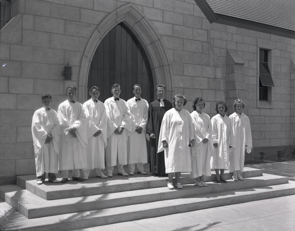 Zion Lutheran Church Choir in Front of Church Building, Phoenix, 1940