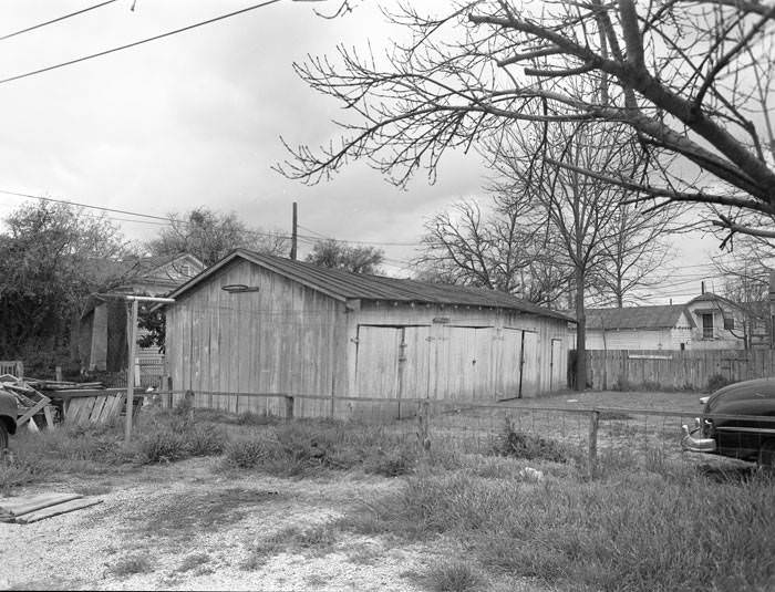 Garage behind the Frank Teich House, 620 Goliad Street, New City Block 703, 1965