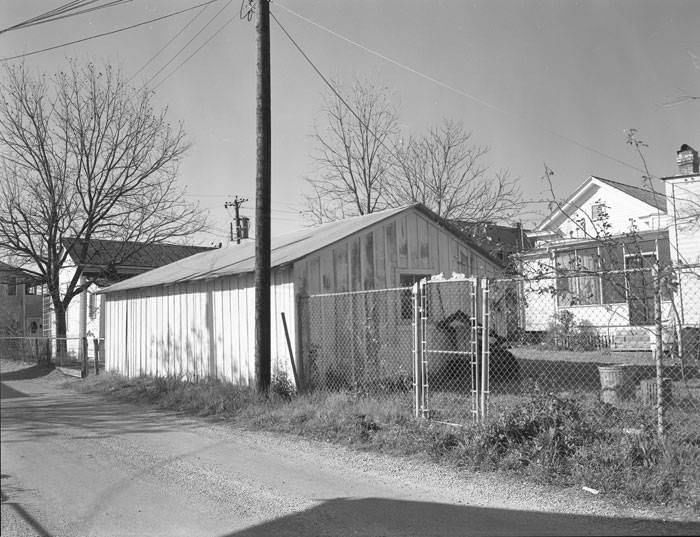 Garage behind house at 606 Goliad Street, New City Block 703, 1965