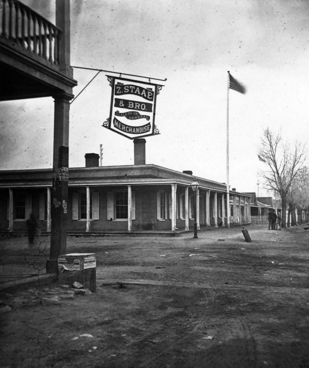 Fort Marcy Headquarters in Santa Fe, New Mexico, 1881.