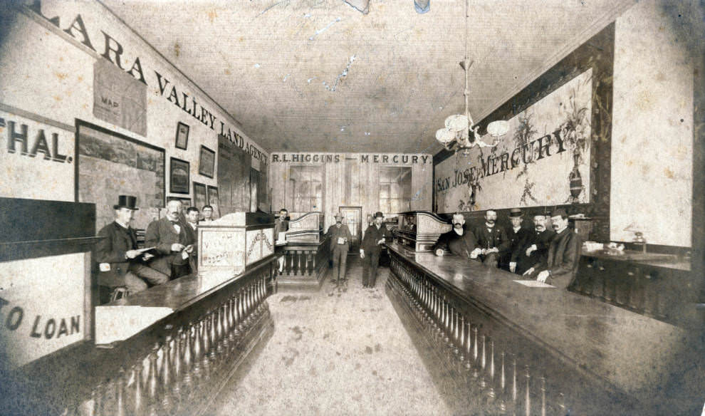 San Jose Mercury newspaper office, 1890.