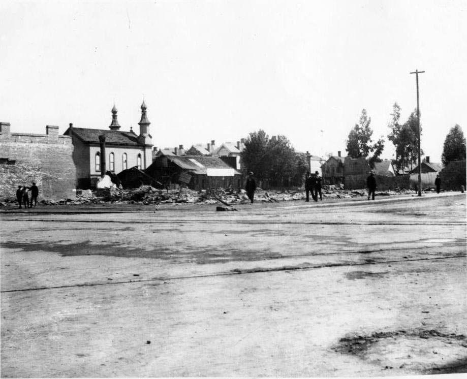 Fire damage in San Jose, 1892