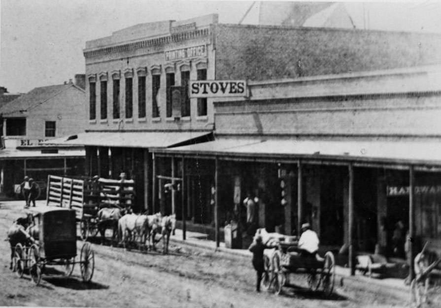 Intersection of First Street and El Dorado Street, 1867