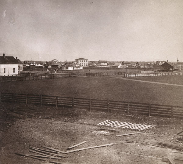 Redwood City. General View from the North. San Mateo, 1870
