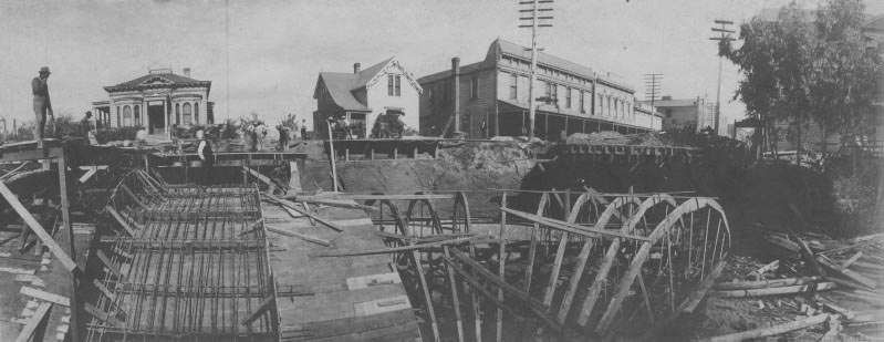 B Street Bridge - Construction- East View, 1890's