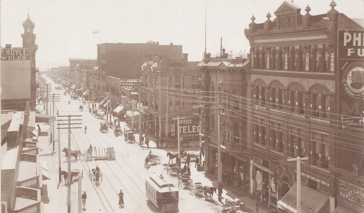 Fifth Street, San Diego, elevated view, 1890