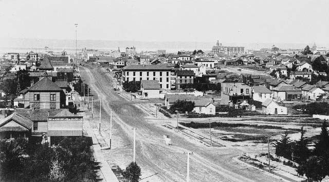 Downtown San Diego looking west from 18th and Market Street, 1890