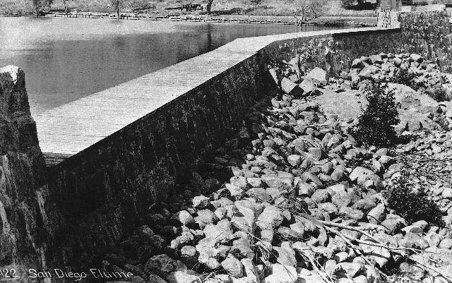 A small stone dam and reservoir in San Diego County, 1895