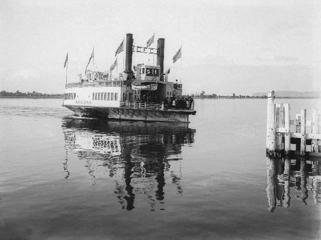 Coronado Ferry Company's Ramona arriving at the company landing in San Diego, 1899