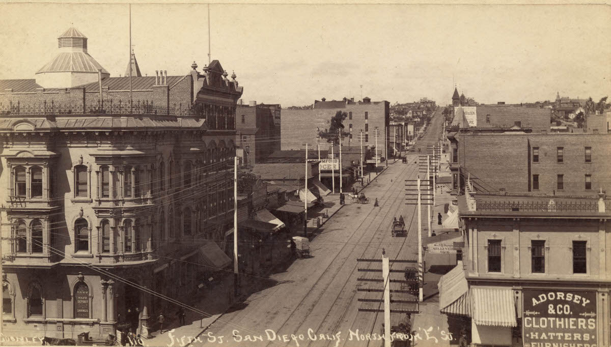 Fifth St. San Diego, Calif. north from 'E' St., 1892