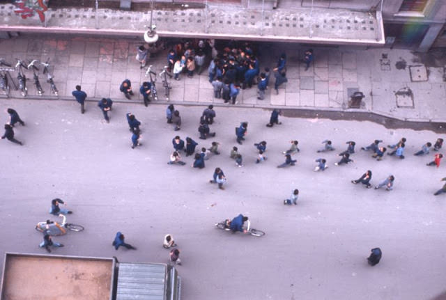 Shanghai street from above, 1970s