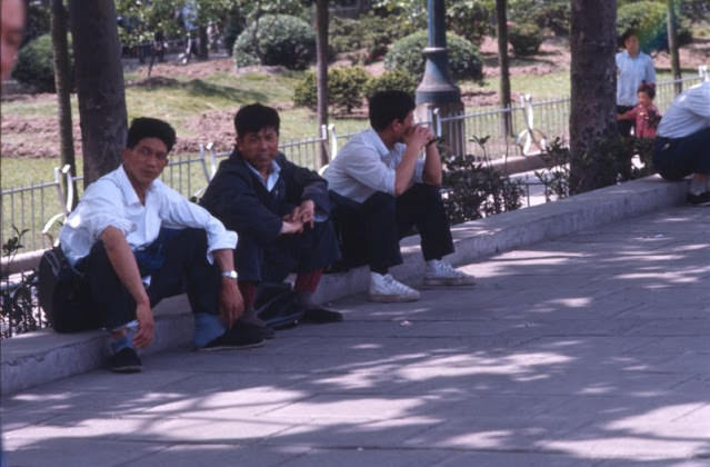 Sitting on Bund, Shanghai, 1970s