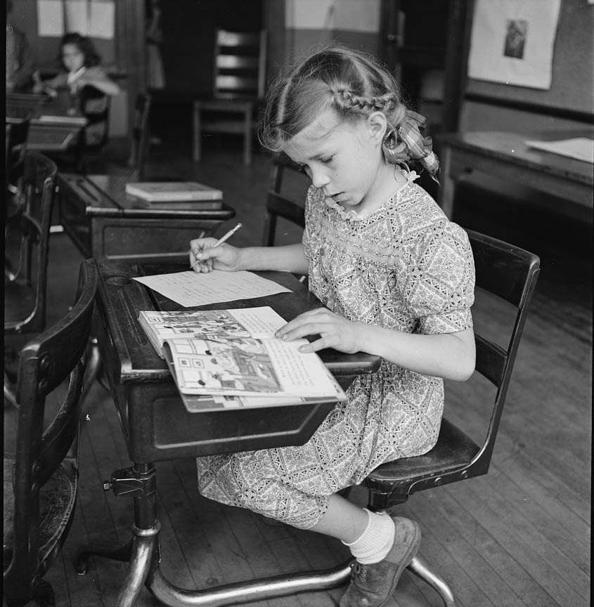 School girls studying, 1942