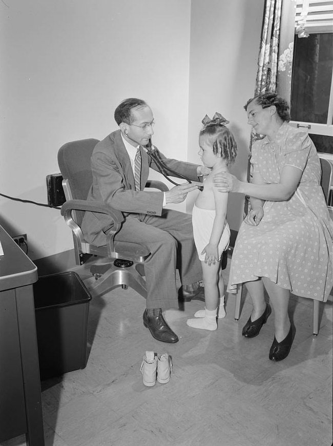 At the health center, 1942