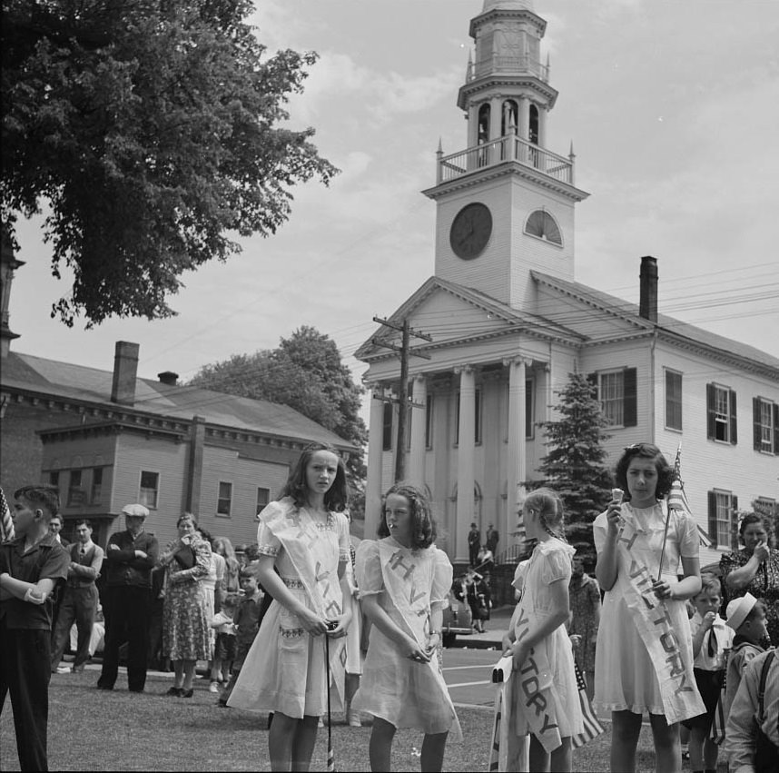 Southington school children staging a patriotic demonstration, 1942