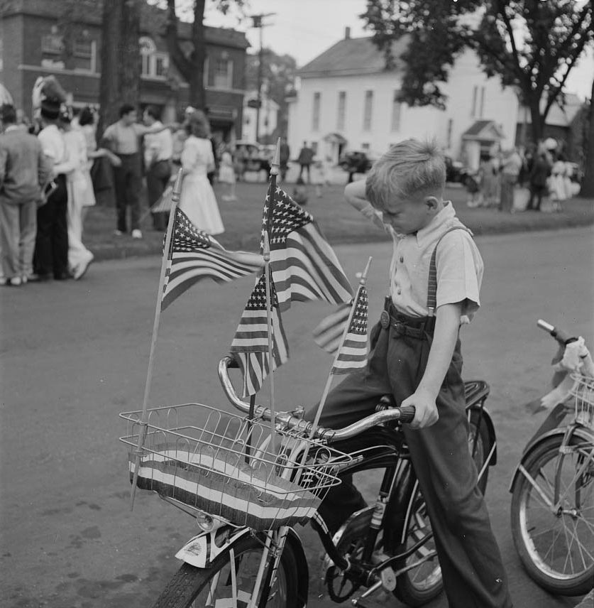 Southington school children staging a patriotic demonstration, 1942