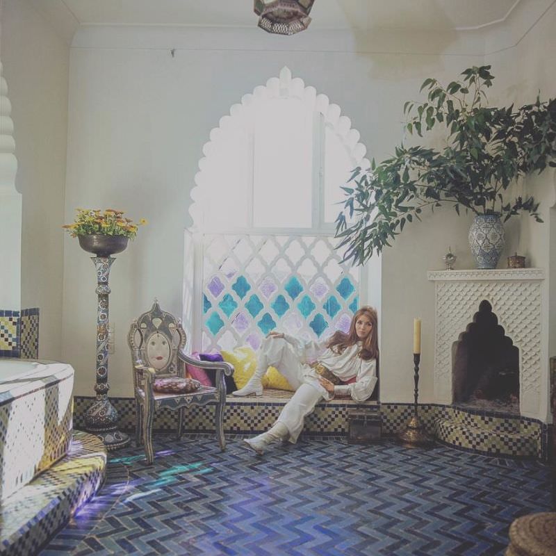 Talitha Getty sitting by a window in her house in Marrakesh, Morocco, January 15, 1970
