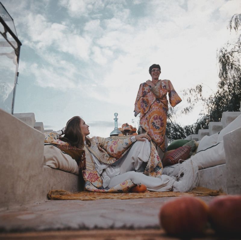 Paul and Talitha Getty on their roof terrace in Marrkesh, Morocco, January 15, 1970