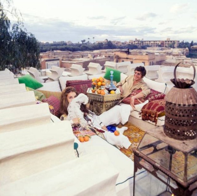 Paul and Talitha Getty on their roof terrace in Marrkesh, Morocco, January 15, 1970